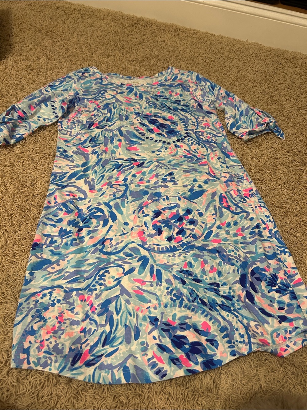 Lilly Pulitzer Blue & Pink Floral Midi Shift Dress